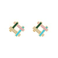 Fashion Geometric Copper Ear Studs Plating Zircon Copper Earrings 1 Pair main image 7