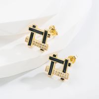 Fashion Geometric Copper Ear Studs Plating Zircon Copper Earrings 1 Pair main image 4