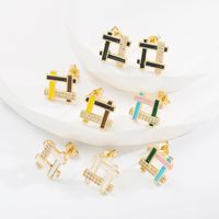 Fashion Geometric Copper Ear Studs Plating Zircon Copper Earrings 1 Pair main image 1