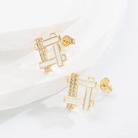 Fashion Geometric Copper Ear Studs Plating Zircon Copper Earrings 1 Pair sku image 3