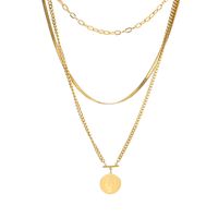 Stainless Steel 18K Gold Plated Vintage Style Gold Plated Portrait No Inlaid Layered Necklaces main image 5