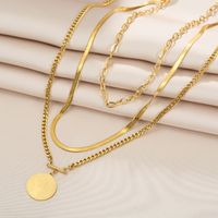 Stainless Steel 18K Gold Plated Vintage Style Gold Plated Portrait No Inlaid Layered Necklaces main image 4