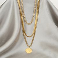 Stainless Steel 18K Gold Plated Vintage Style Gold Plated Portrait No Inlaid Layered Necklaces main image 3