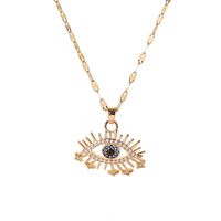 Stainless Steel 18K Gold Plated Vintage Style Inlay Eye Rhinestones Pendant Necklace main image 5
