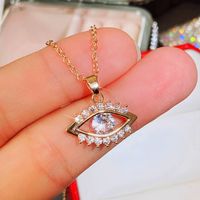 Fashion Devil's Eye Copper Pendant Necklace Zircon Copper Necklaces 1 Piece main image 4