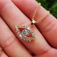 Fashion Devil's Eye Copper Pendant Necklace Zircon Copper Necklaces 1 Piece main image 3