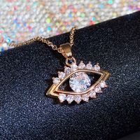 Fashion Devil's Eye Copper Pendant Necklace Zircon Copper Necklaces 1 Piece sku image 1