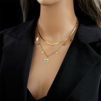 Stainless Steel 18K Gold Plated Vintage Style Gold Plated Eye Turquoise Layered Necklaces main image 2