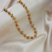 Stainless Steel 18K Gold Plated Vintage Style Gold Plated Geometric No Inlaid Necklace main image 3