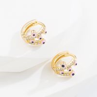 Fashion Devil's Eye Copper Earrings Plating Zircon Copper Earrings 1 Pair sku image 2