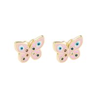 Fashion Devil's Eye Butterfly Copper Ear Studs Enamel Zircon Copper Earrings 1 Pair main image 2