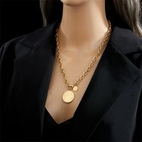 Vintage Style Portrait Stainless Steel Necklace Gold Plated Stainless Steel Necklaces main image 2