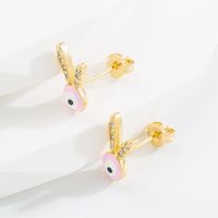 Fashion Devil's Eye Copper Ear Studs Plating Zircon Copper Earrings 1 Pair main image 4