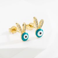 Fashion Devil's Eye Copper Ear Studs Plating Zircon Copper Earrings 1 Pair main image 3