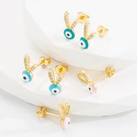 Fashion Devil's Eye Copper Ear Studs Plating Zircon Copper Earrings 1 Pair main image 8