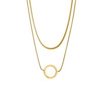 Simple Style Circle Stainless Steel Layered Necklaces Gold Plated Stainless Steel Necklaces main image 5
