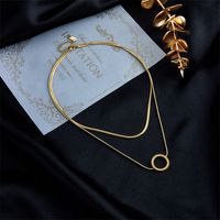 Simple Style Circle Stainless Steel Layered Necklaces Gold Plated Stainless Steel Necklaces main image 3