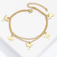 Simple Style Star Dragonfly Butterfly 201 Stainless Steel Plating 18K Gold Plated Unisex Anklet sku image 4