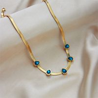 Stainless Steel 18K Gold Plated Simple Style Gold Plated Water Droplets Artificial Gemstones Necklace main image 4
