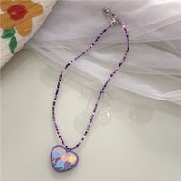 Cute Heart Shape Plastic Resin Beaded Necklace sku image 4