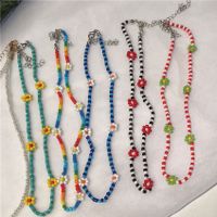 Cute Flower Plastic Resin Beaded Necklace main image 4