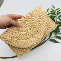 Yellow Rose Red Red Straw Solid Color Square Evening Bags main image 4