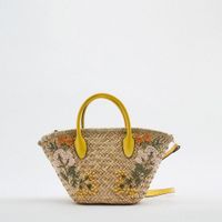 Fashion Floral Bucket String Straw Bag sku image 3