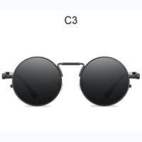 Men's Simple Style Solid Color Pc Round Frame Sunglasses sku image 8