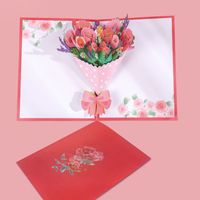 Mother's Day New Three-dimensional Bouquet Greeting Card Creative Carnation Flower Card Teacher's Day Blessing Bouquet Greeting Card sku image 4