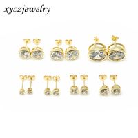 Fashion Round Single Diamond Copper Earrings Wholesale Nihaojewelry sku image 5