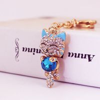 Cute Diamond Lucky Cat Sac Accessoires Chat Pendentif En Métal Porte-clés Pour Femmes sku image 3