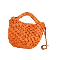 Women's Large Woven Fabric Solid Color Cute Weave Square Zipper Straw Bag main image 2