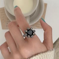 Fashion Flower Alloy Inlay Artificial Rhinestones Open Ring 1 Piece main image 1