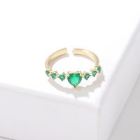 Simple Style Square Water Droplets Heart Shape Copper Open Ring Plating Zircon Copper Rings main image 7