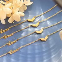 Lettering Peach Heart Pendant Simple Titanium Steel 18k Beach Anklet sku image 2