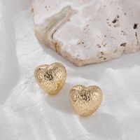 Sweet Heart Shape Copper Ear Studs Inlay Zircon Copper Earrings 1 Pair main image 10