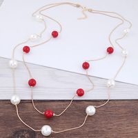 Fashion Ball Imitation Pearl Alloy Resin Layered Inlay Artificial Pearl Sweater Chain 1 Piece main image 5