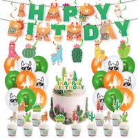 Cumpleaños Cactus Letra Alpaca Papel Fiesta Bandera Globo main image 6