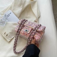 Women's Small Pu Leather Color Block Fashion Sequins Square Buckle Crossbody Bag main image 5
