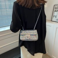Women's Small Pu Leather Color Block Fashion Sequins Square Buckle Crossbody Bag sku image 1