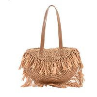 Streetwear Solid Color Square Zipper Straw Bag main image 3