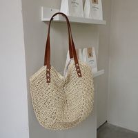 Fashion Solid Color Square Magnetic Buckle Straw Bag main image 4