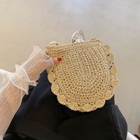 Streetwear Solid Color Square Zipper Straw Bag main image 5