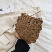 Streetwear Solid Color Square Zipper Straw Bag main image 3