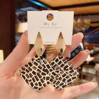 1 Pair Simple Style Rhombus Leopard Painted Arylic Earrings sku image 1
