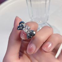 Fairy Style Bow Knot Copper Open Ring Inlay Rhinestone Copper Rings main image 1