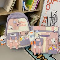 Cute Color Block Square Zipper Backpack sku image 26