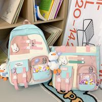 Cute Color Block Square Zipper Backpack sku image 28