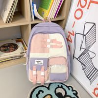 Cute Color Block Square Zipper Backpack sku image 6