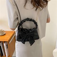 Women's Small Pu Leather Solid Color Cute Bowknot Square Zipper Handbag Crossbody Bag main image 5